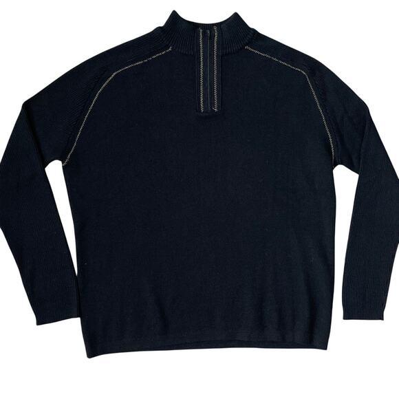 Wilke-Rodriguez Wool Blend Quarter Zip Soft Black‎ Sweater Size Large - Picture 1 of 10